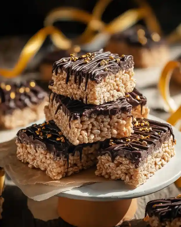 Black and Gold Rice Krispie Bars Homemade