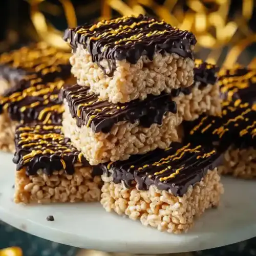 Black and Gold Rice Krispie Bars Homemade