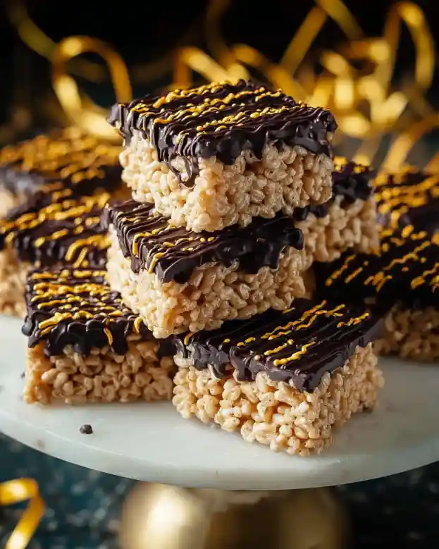 Black and Gold Rice Krispie Bars Homemade