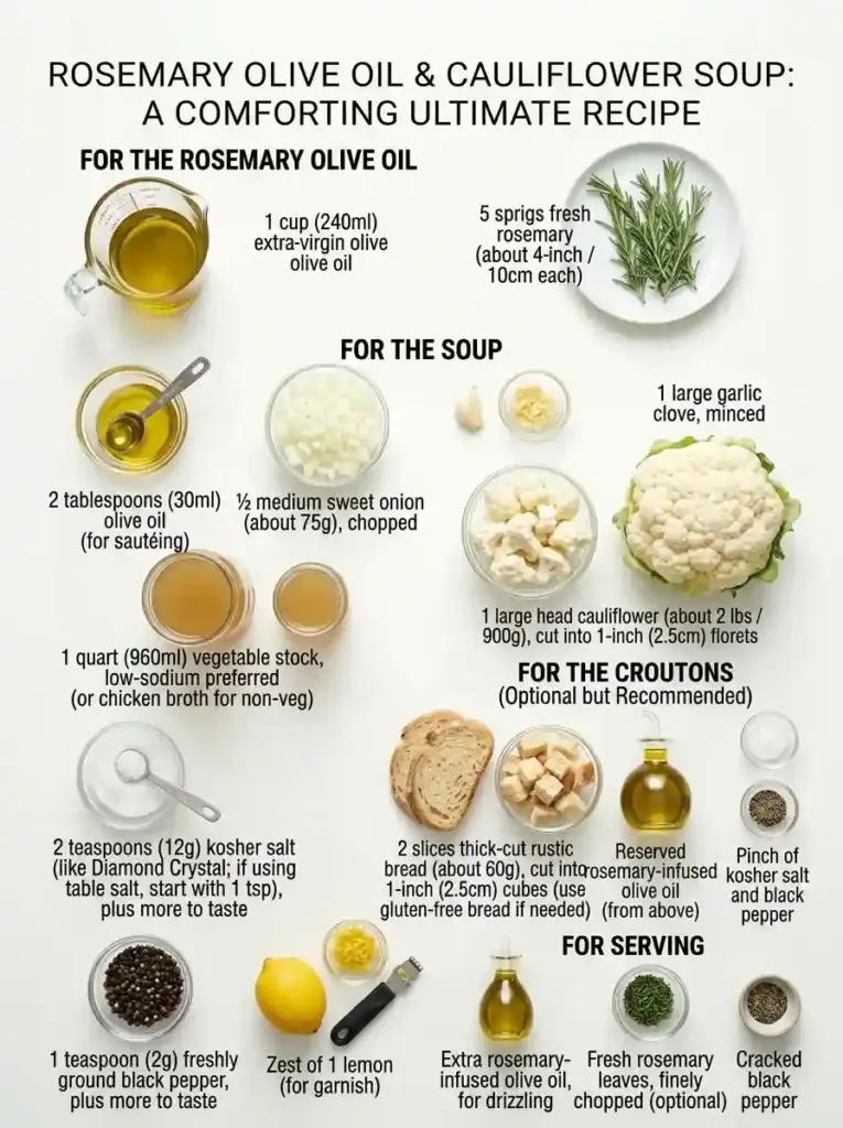 Creamy Cauliflower Soup With Rosemary Olive Oil