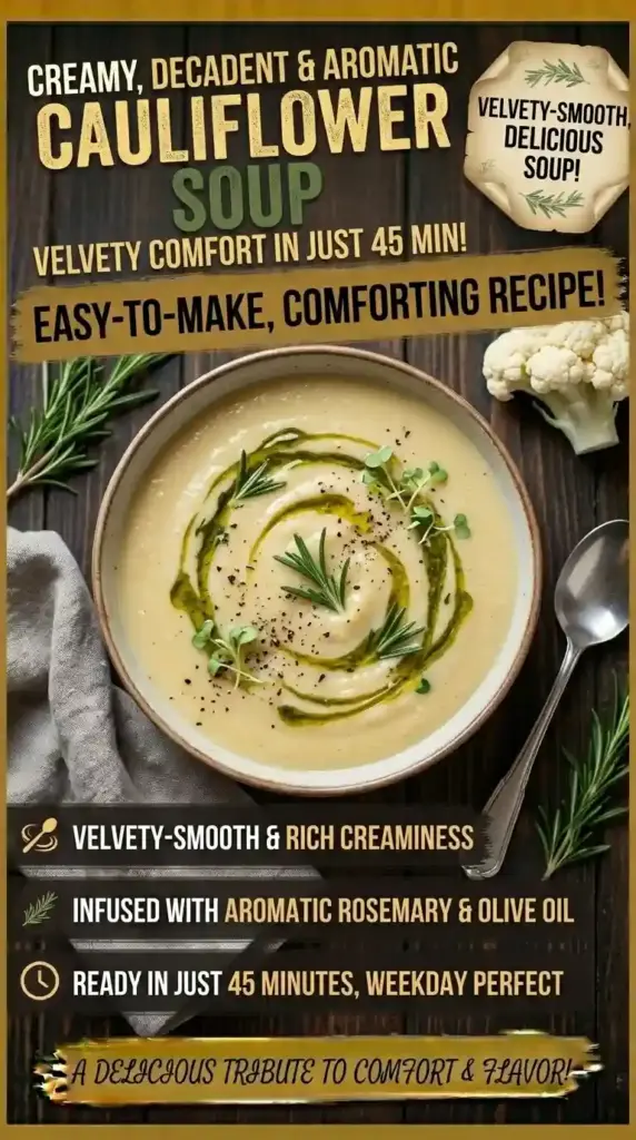 Creamy Cauliflower Soup With Rosemary Olive Oil