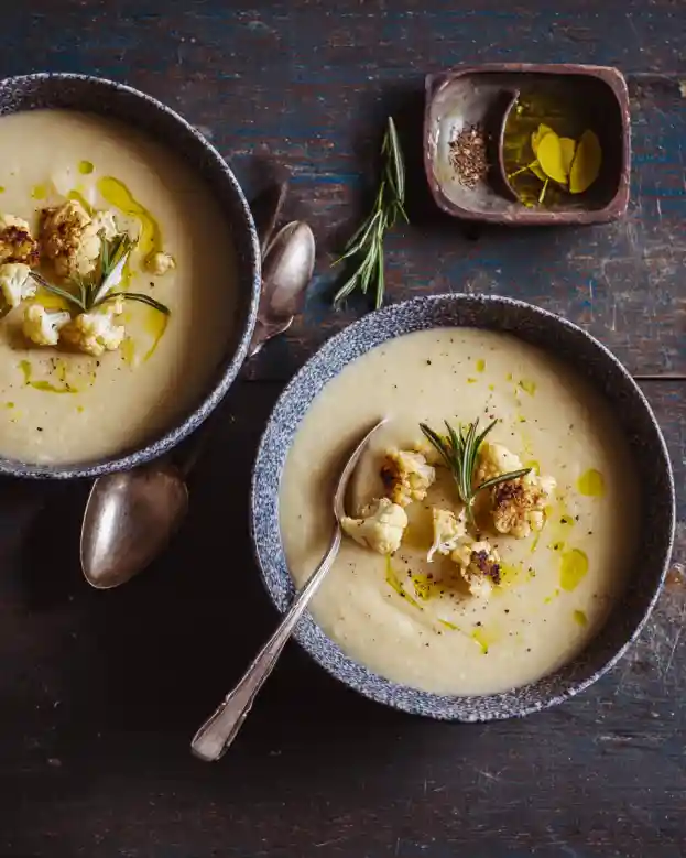 Creamy Cauliflower Soup With Rosemary Olive Oil