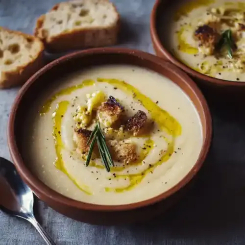 Creamy Cauliflower Soup With Rosemary Olive Oil