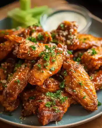 Hot-Buttered Garlic Parmesan Wings In 20 Min