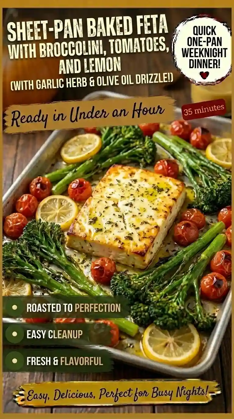 Sheet-Pan Baked Feta With Broccolini, Tomatoes, and Lemon