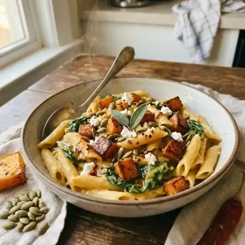 Spicy Butternut Squash Pasta With Spinach