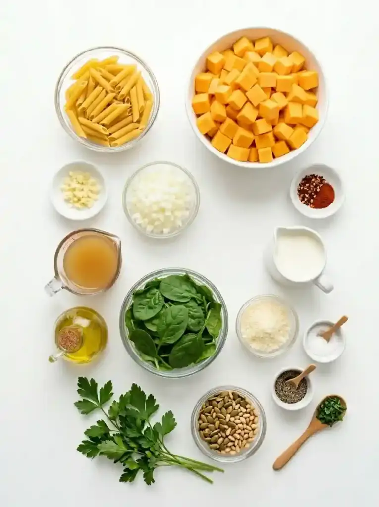 Spicy Butternut Squash Pasta With Spinach
