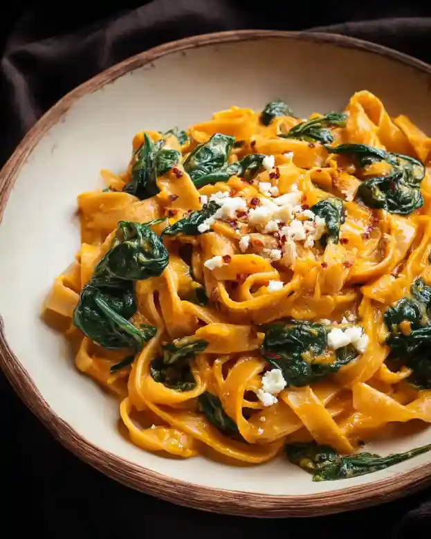 Spicy Butternut Squash Pasta With Spinach
