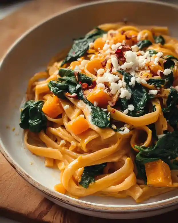 Spicy Butternut Squash Pasta With Spinach