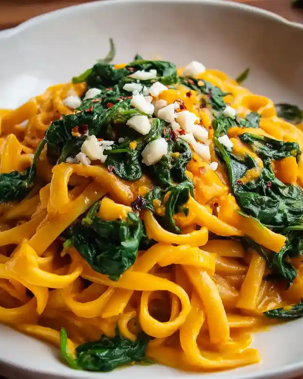 Spicy Butternut Squash Pasta With Spinach