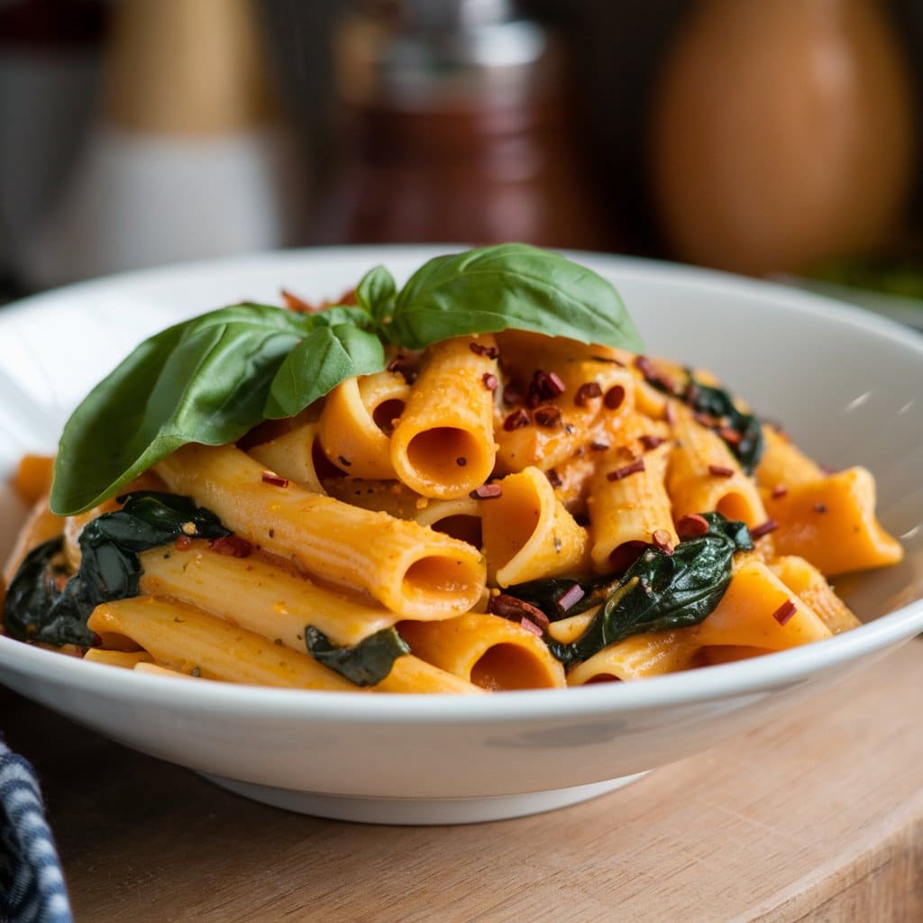 Spicy Butternut Squash Pasta With Spinach