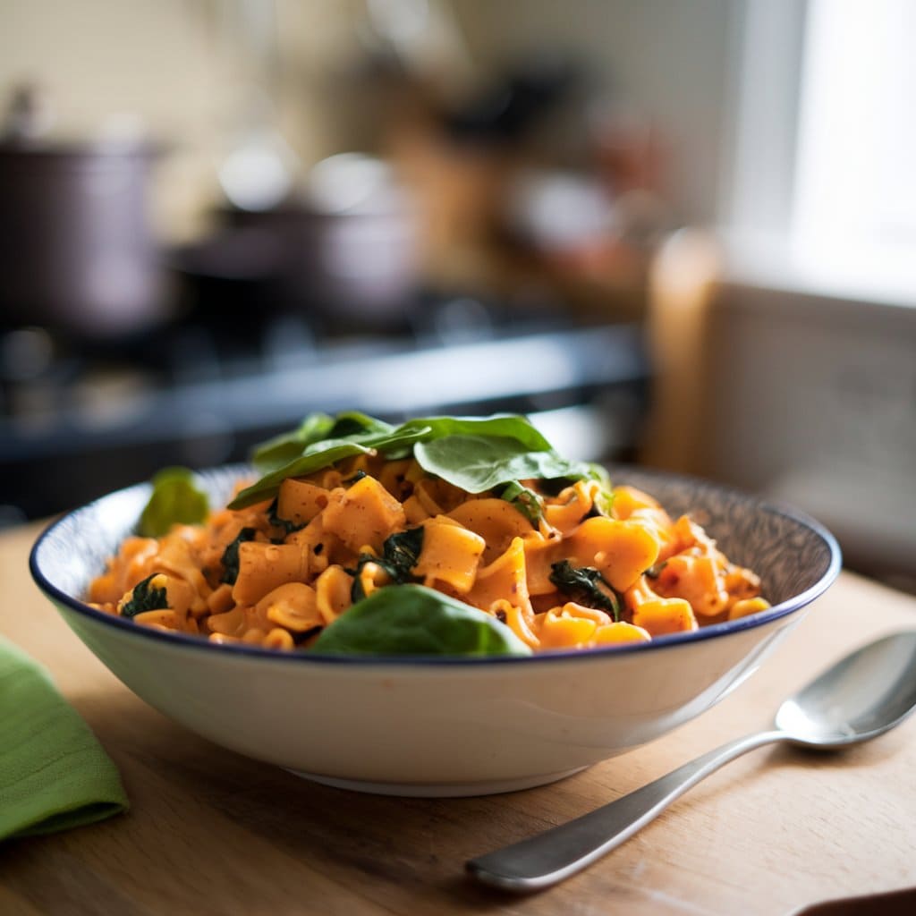 Spicy Butternut Squash Pasta With Spinach
