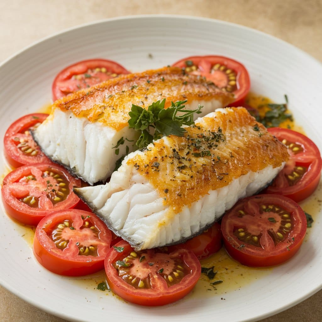 Pan Fried Cod With Tomatoes