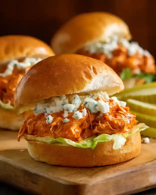 Slow Cooker Buffalo Chicken Sandwiches
