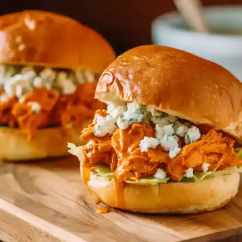 Slow Cooker Buffalo Chicken Sandwiches