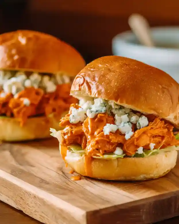 Slow Cooker Buffalo Chicken Sandwiches