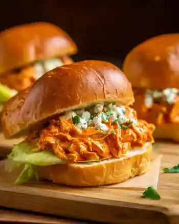 Slow Cooker Buffalo Chicken Sandwiches
