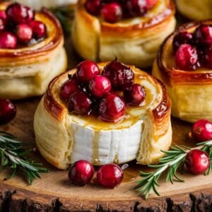 Mini Pastry Wrapped Cranberry Baked Brie