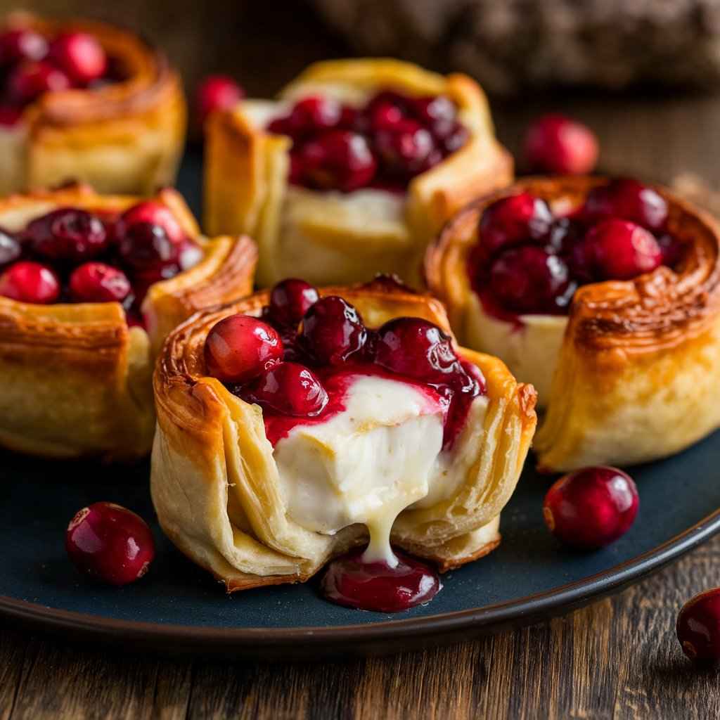 Mini Pastry Wrapped Cranberry Baked Brie
