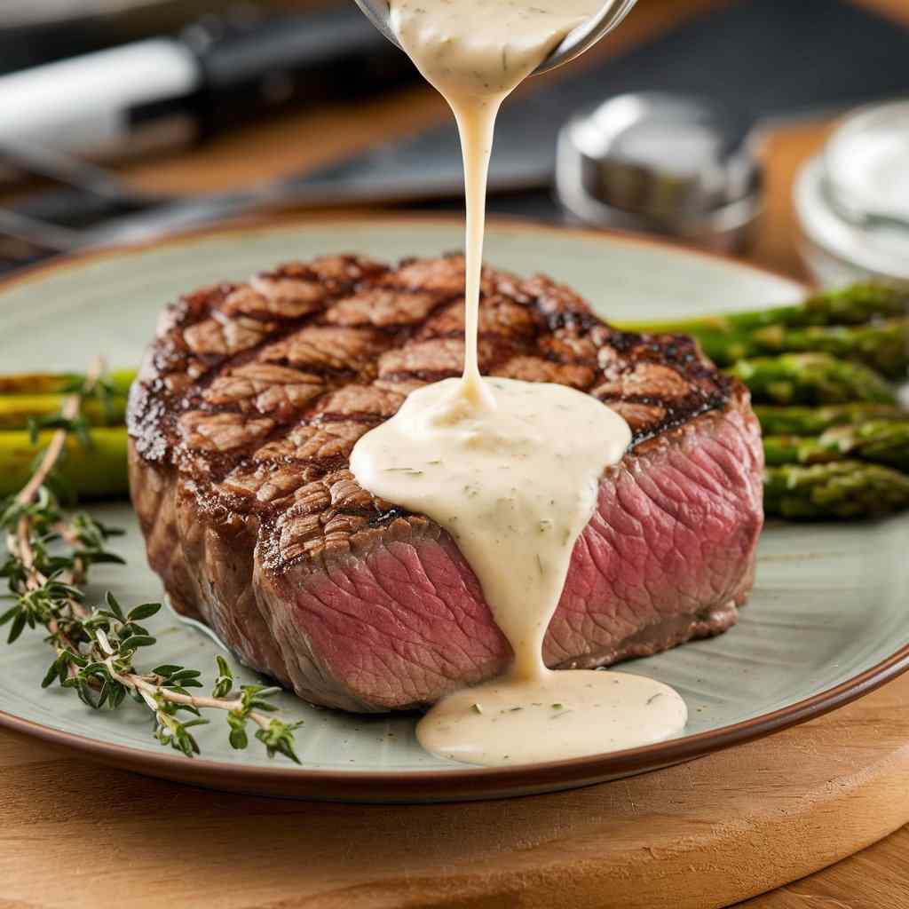 Grilled Filet Mignon Steak with Gorgonzola Cream Sauce