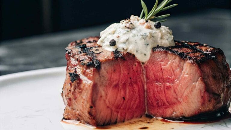 Grilled Filet Mignon Steak with Gorgonzola Cream Sauce
