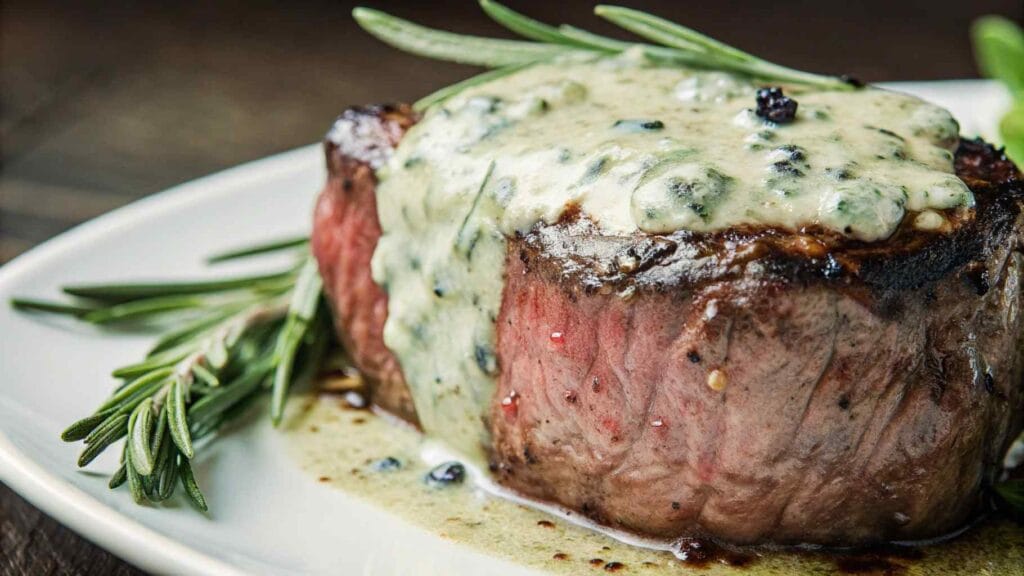 Grilled Filet Mignon Steak with Gorgonzola Cream Sauce