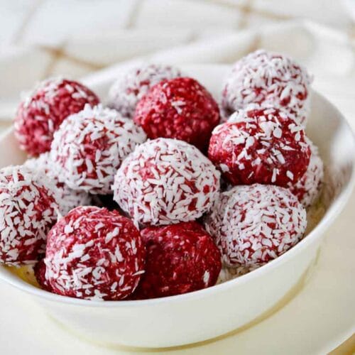White Chocolate Raspberry Cheesecake Balls
