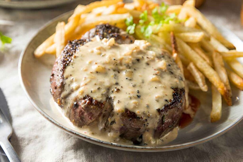 Filet Mignon with Peppercorn Sauce