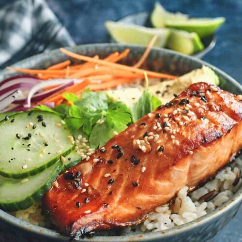 Blackened Miso Salmon with Creamy Coconut Cucumber Salad
