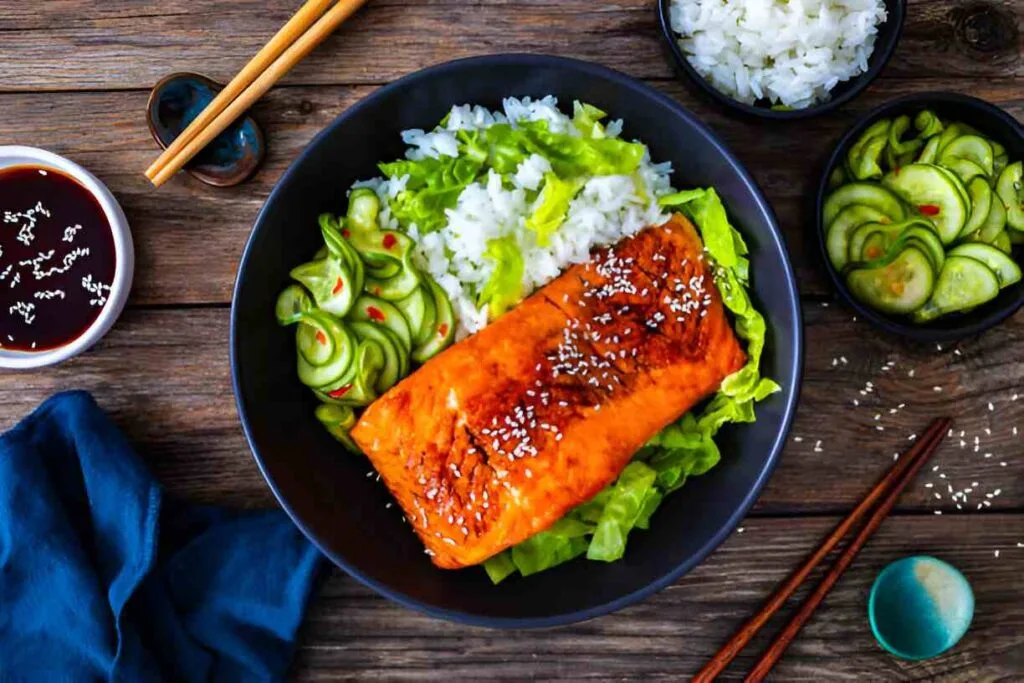 Blackened Miso Salmon with Creamy Coconut Cucumber Salad
