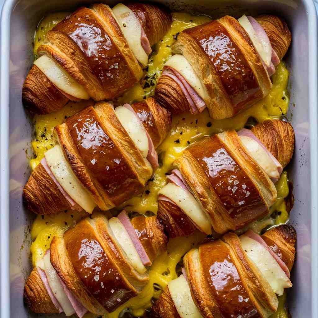 Turkey Ham and Cheese Croissant Egg Bake
