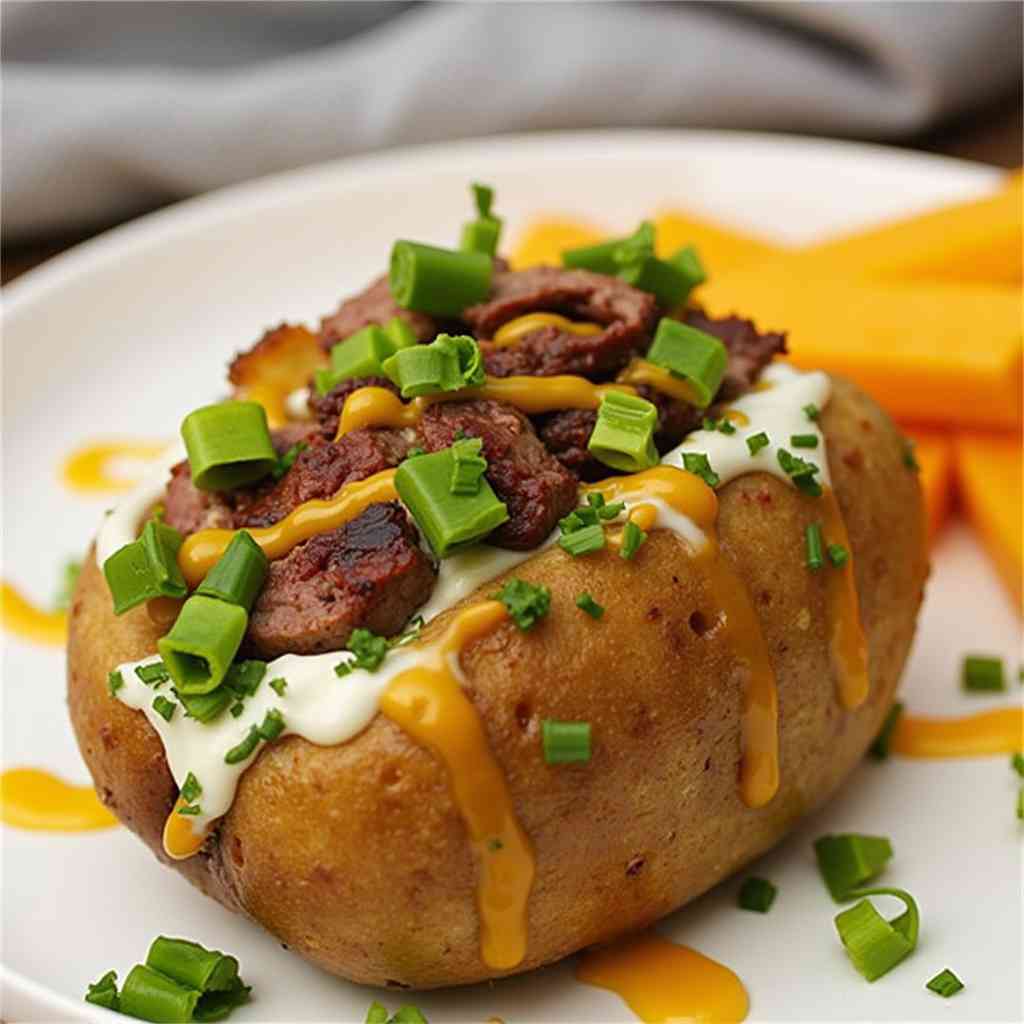 Loaded Baked Potato with Steak Bites