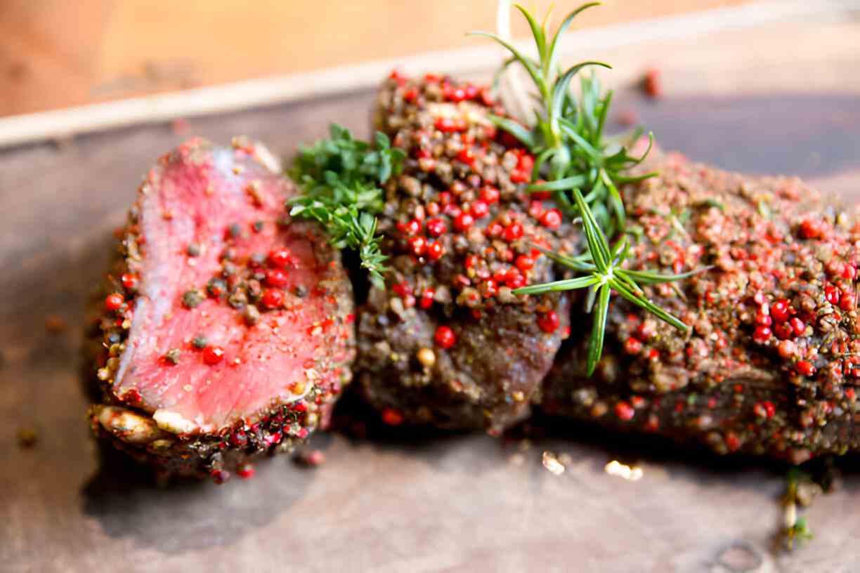 Fresh Tenderloin Steak in Marinade of Pepper and Herbs