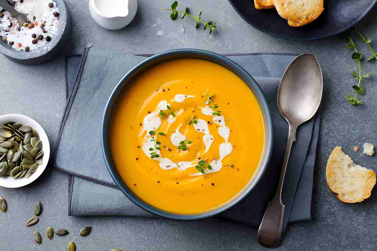 Roasted Acorn Squash and Sweet Potato Soup