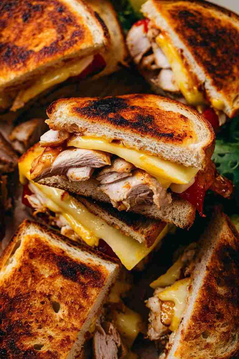 BBQ Chicken Pineapple Grilled Cheese Sandwiches