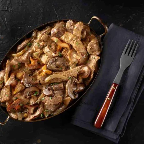 Air Fryer Steak Bites and Mushrooms
