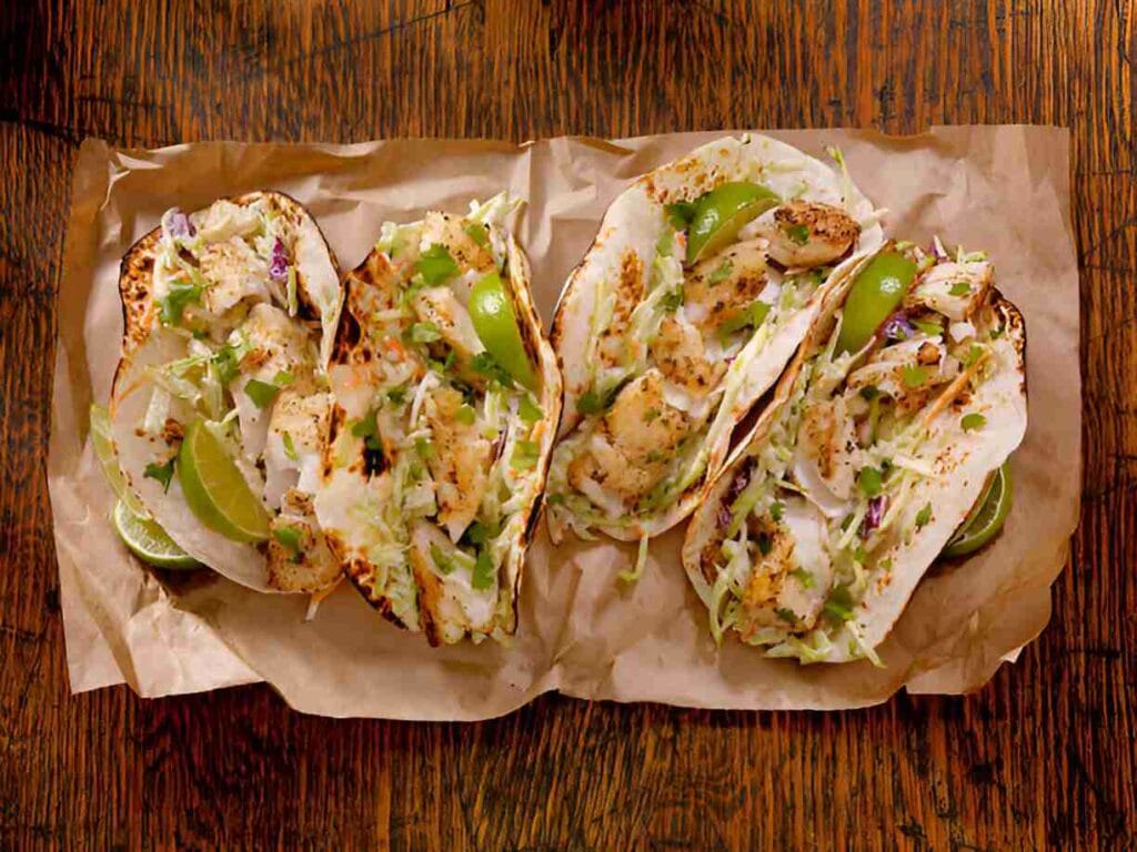 Air Fryer Fish Tacos with Cilantro-Lime Slaw