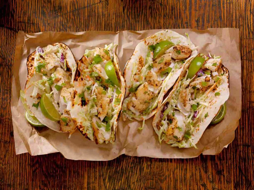 Air Fryer Fish Tacos with Cilantro-Lime Slaw
