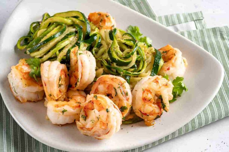 Pesto Zucchini Noodles with Shrimp