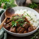 Herb and Beef Stew with Rice