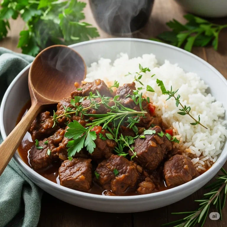 Herb and Beef Stew with Rice