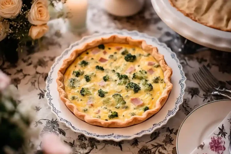 Ham, Broccoli, and Cheddar Quiche
