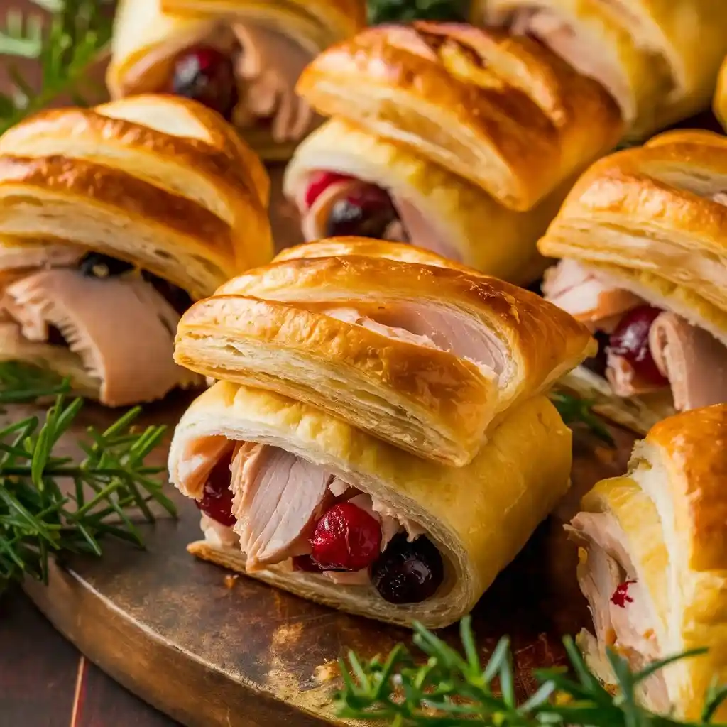 Turkey Cranberry Puff Pastry Rolls