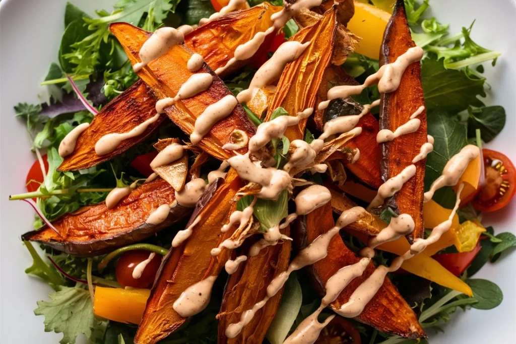 Roasted Sweet Potato Salad with Tahini Dressing