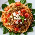 Feta and Tomato Lentil Pasta