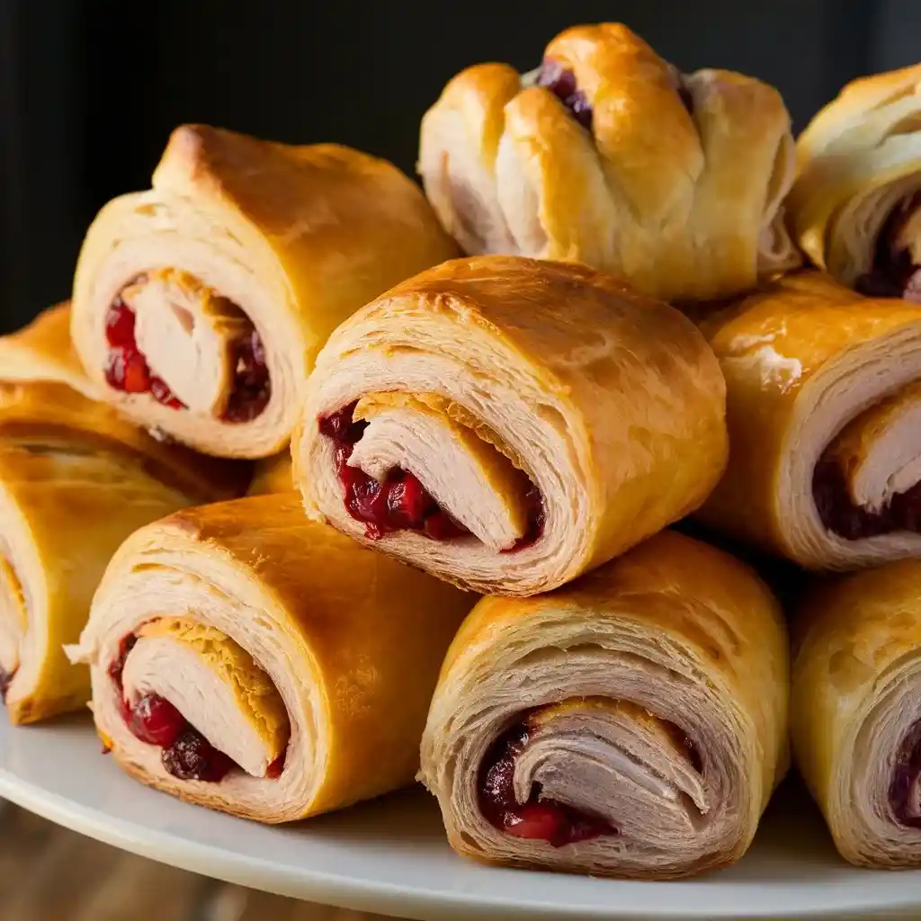 Turkey Cranberry Puff Pastry Rolls