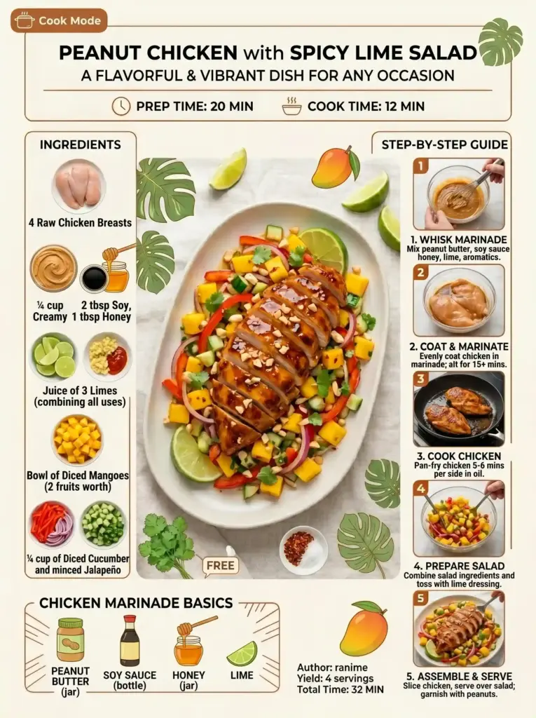 Peanut Chicken with Spicy Lime Mango Salad