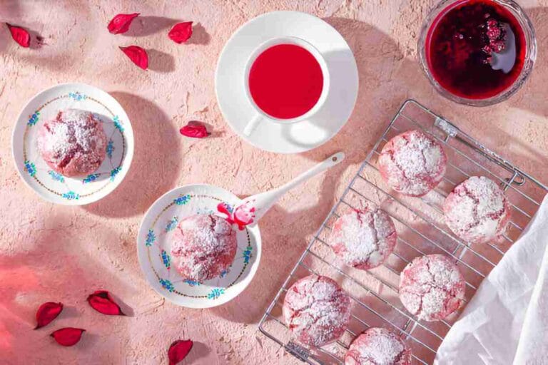 Strawberry Crinkle Cookies