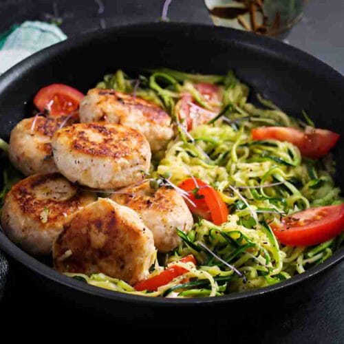 Chicken Meatballs with Zucchini Noodles
