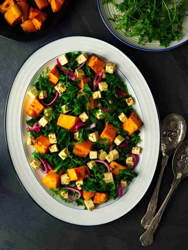 Roasted Sweet Potato Kale Salad